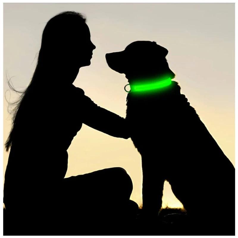 3 modes rechargeable led dog collar - adjustable night safety glow collar