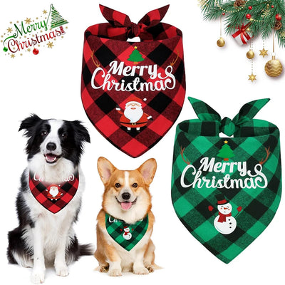 Christmas Dog Bandana Scarf Adjustable for Small and Large Dogs