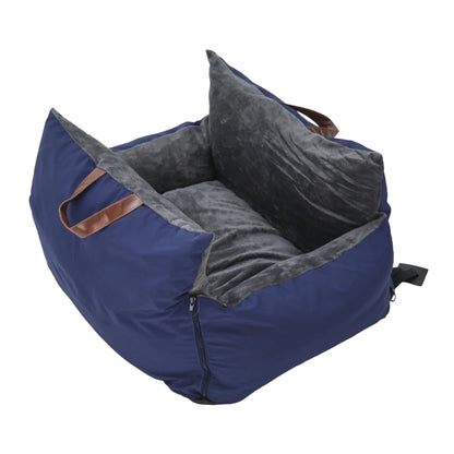 Plush Pet Car Seat Bed for Cats & Puppies with Safety Buckle and Strap