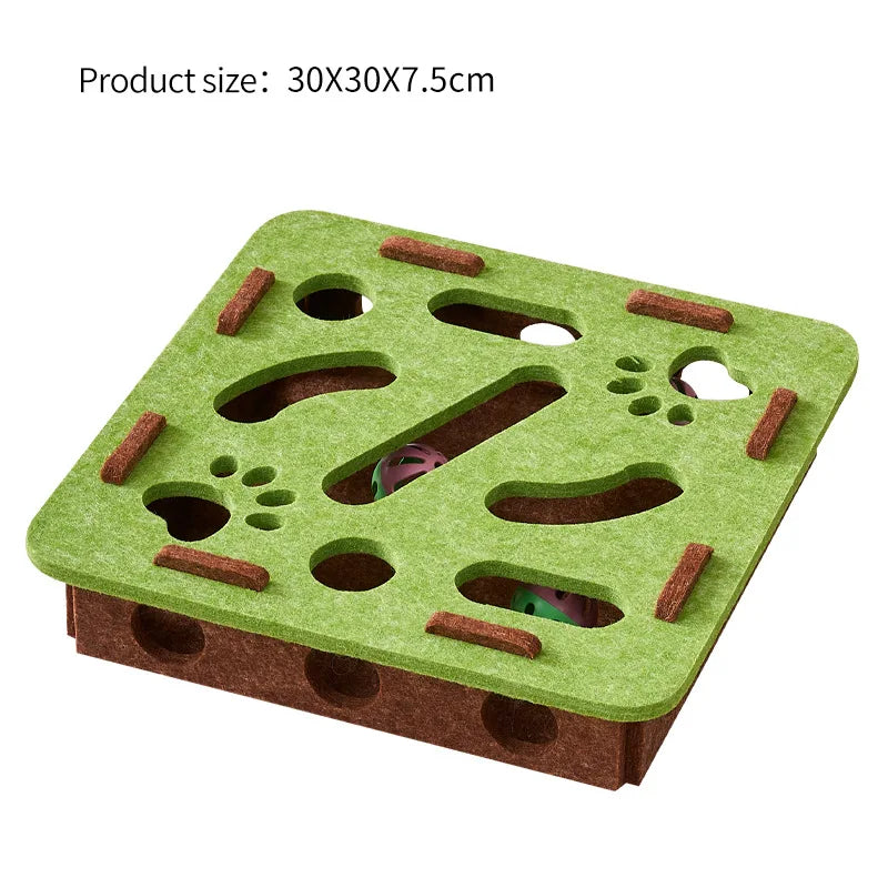interactive felt cat puzzle toy – maze tunnel with bell ball