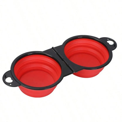 ZHUOJI 2-in-1 Foldable Dual Bowl – Portable Travel Feeding Set