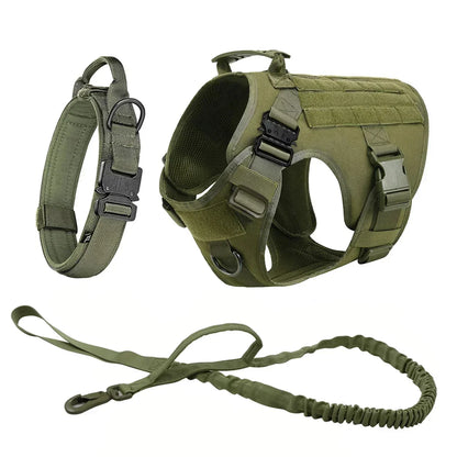Tactical Dog Harness Set with MOLLE Pouches – Training Vest