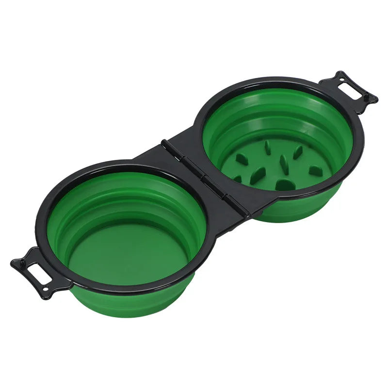 zhuoji 2-in-1 foldable dual bowl – portable travel feeding set