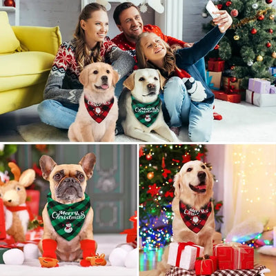 Christmas Dog Bandana Scarf Adjustable for Small and Large Dogs