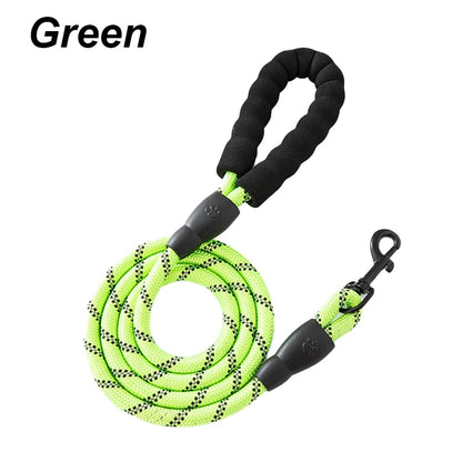 Reflective Nylon Dog Leash – Padded No-Slip Handle, Adjustable Fit