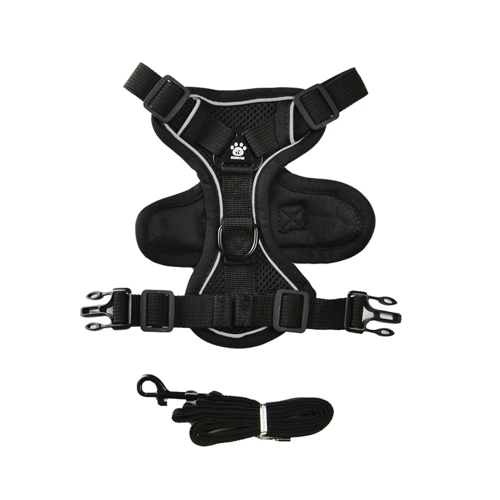 breathable puppy harness leash set with reflective chest strap vest