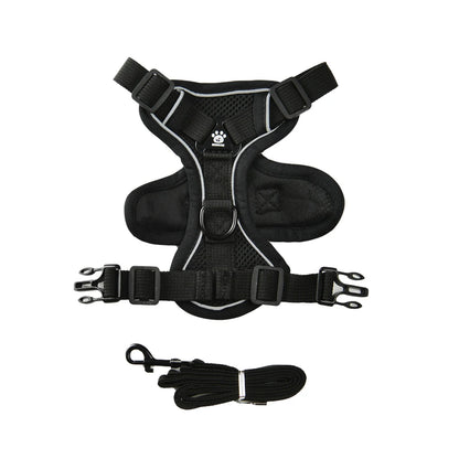 Breathable Puppy Harness Leash Set with Reflective Chest Strap Vest