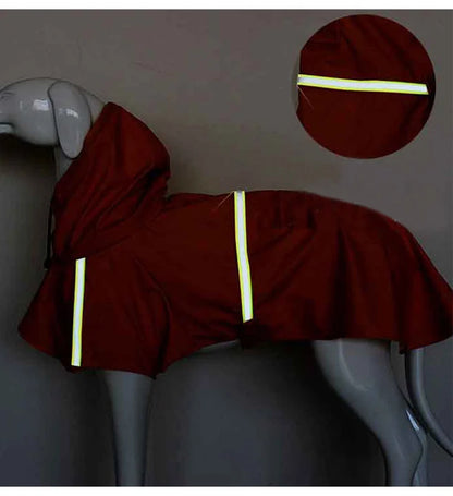 Large Dog Waterproof Hooded Raincoat Reflective Windproof Cloak Style