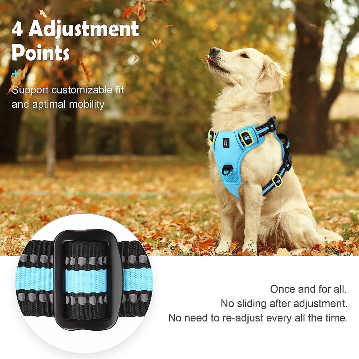 adjustable no-pull dog vest harness with padded, easy control handle