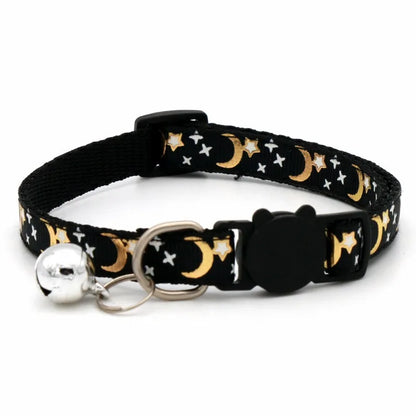 Adjustable Pet Collar with Bell - Colorful Paw Print for Cats & Puppies