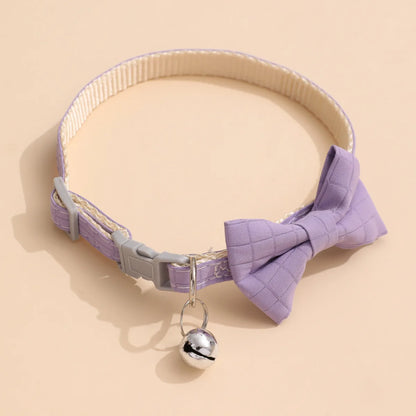 Christmas Breakaway Cat Collar with Bow Tie and Bell Adjustable Plaid