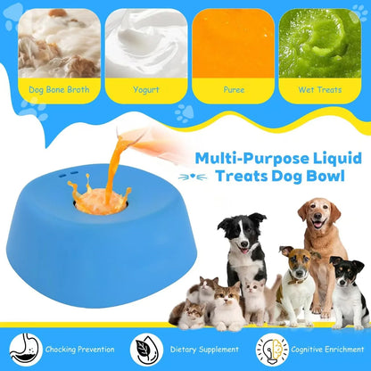 Slow Feeder Liquid Lick Bowl – Rolling Ball Dog Bone Broth Bowl