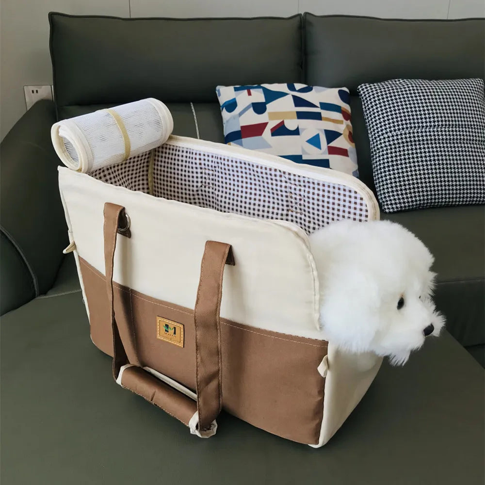 breathable pet carrier shoulder bag for cats & puppies, car seat