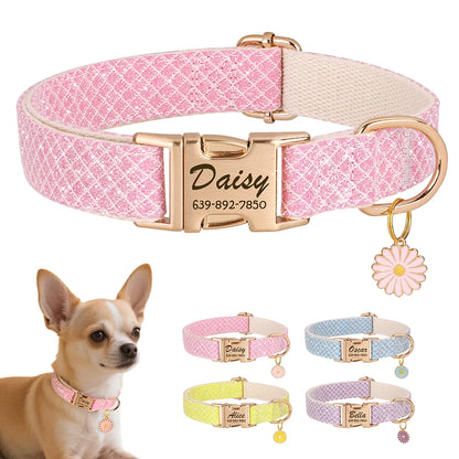 Personalized Bling Dog Collar - Free Engraved ID Tag & Flower Charm