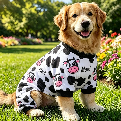 Cow Print Dog Pajamas - Soft, Comfortable & Machine Washable Sleepwear