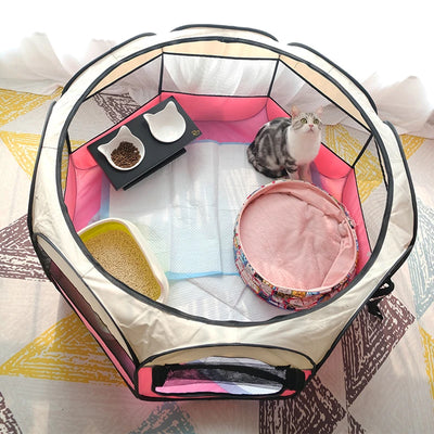 Foldable Pet Tent Playpen - Octagonal Outdoor Fence for Dogs & Cats