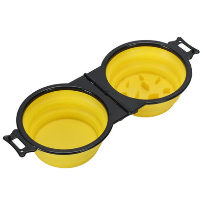 ZHUOJI 2-in-1 Foldable Dual Bowl – Portable Travel Feeding Set