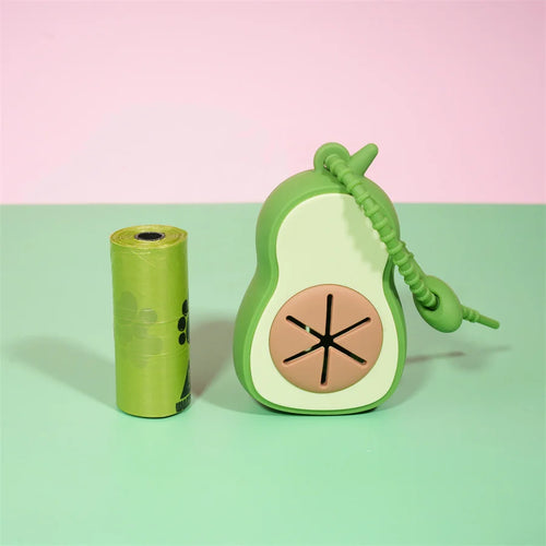 Cute Avocado Dog Waste Bag Dispenser – With Leash Attachment