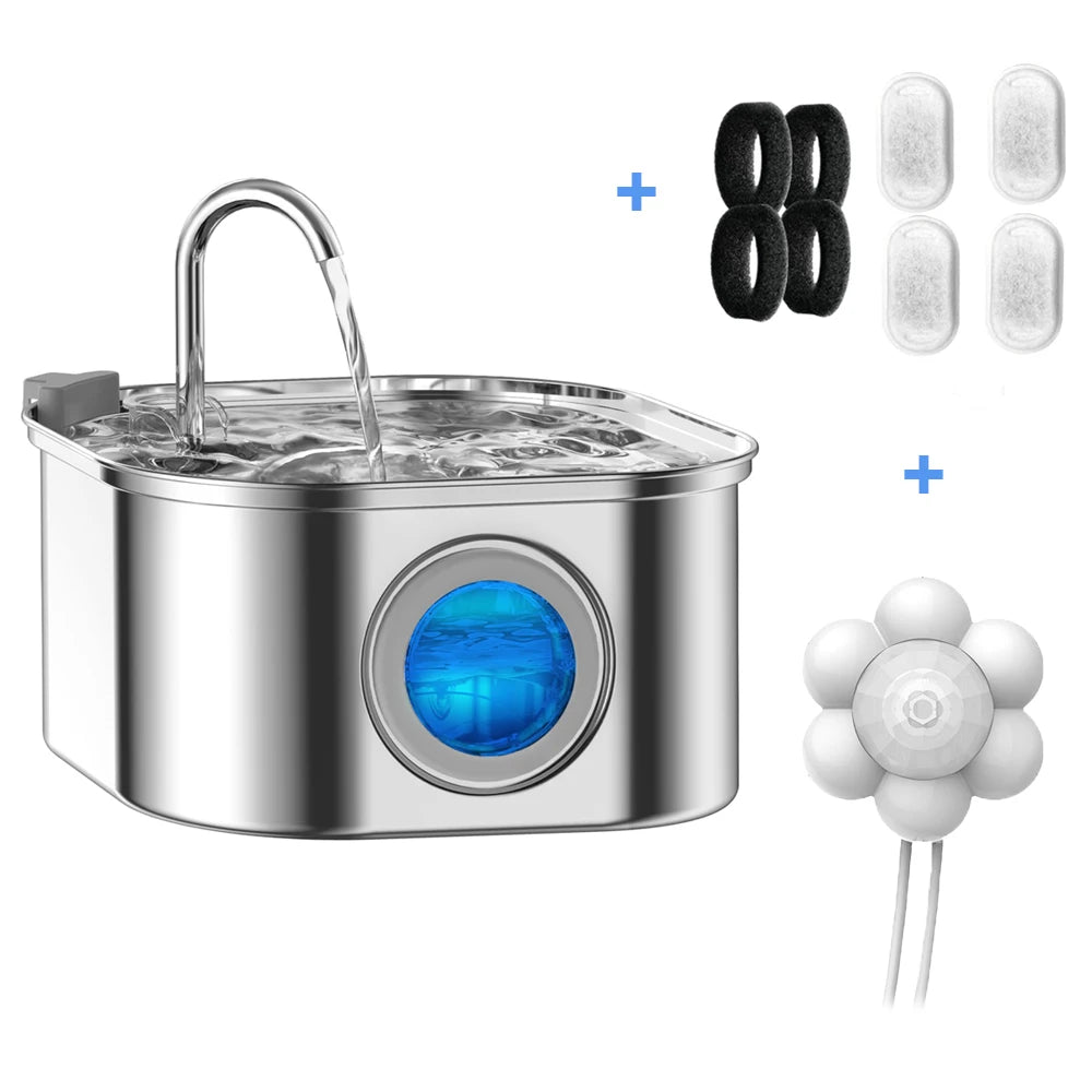 3.2l stainless steel automatic pet water dispenser with visual window