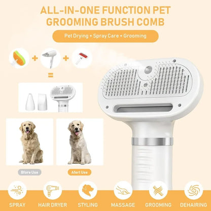 4-in-1 Pet Grooming Station, Steam Comb & Dryer with Shedding Brush