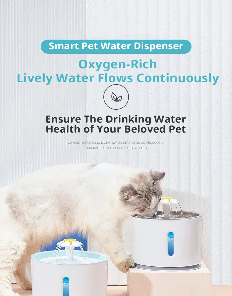2.4l stainless steel cat water fountain with usb power and night light