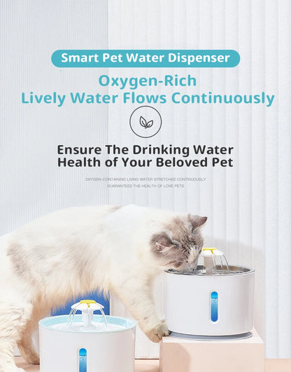 2.4L Stainless Steel Cat Water Fountain with USB Power and Night Light