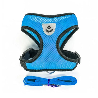 Breathable Mesh Cat & Dog Harness with Leash – Reflective Vest