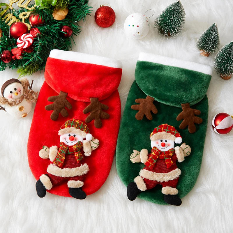 flannel christmas puppy and cat hoodie for small and medium pets