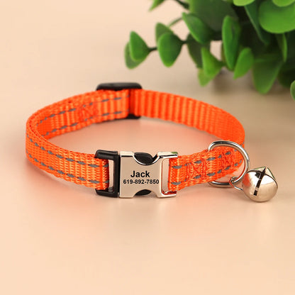 Personalized Cat Collar with Bell - Free Engraved, Breakaway Safe