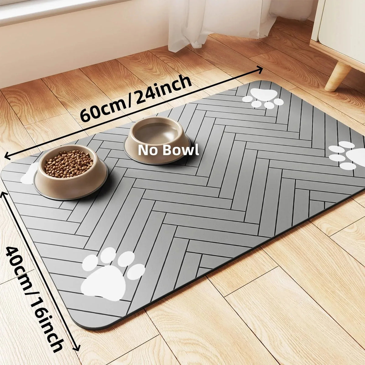 absorbent waterproof pet feeding mat with non-slip rubber backing