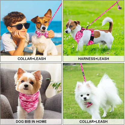 6-in-1 Dog Harness Set with Leed, Collar, Bandana & Poop Bag Holder