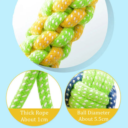 Cotton Rope Chew Ball Toy for Dogs - Interactive Dental Care Time