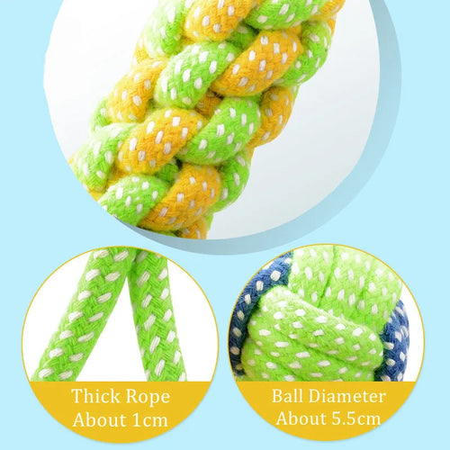 Cotton Rope Chew Ball Toy for Dogs - Interactive Dental Care Time