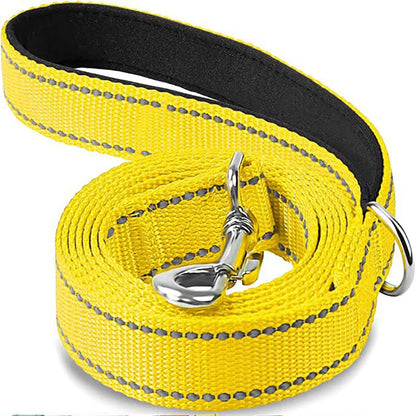 Reflective Nylon Dog Leash with Comfortable Handle for Night Walks