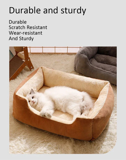 Cozy Plush Pet Bed for Cats & Dogs – Soft Breathable Basket