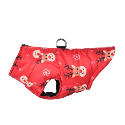 Warm Christmas Dog Jacket with D-Ring for Small and Medium Dogs