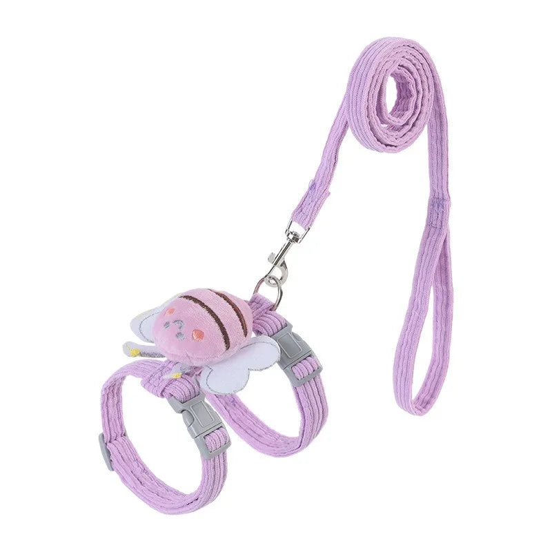 cute bee cat harness & leash set – adjustable walking vest