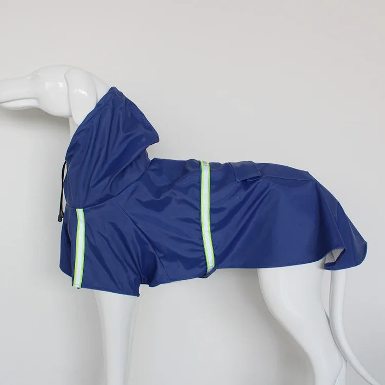 large dog waterproof hooded raincoat reflective windproof cloak style