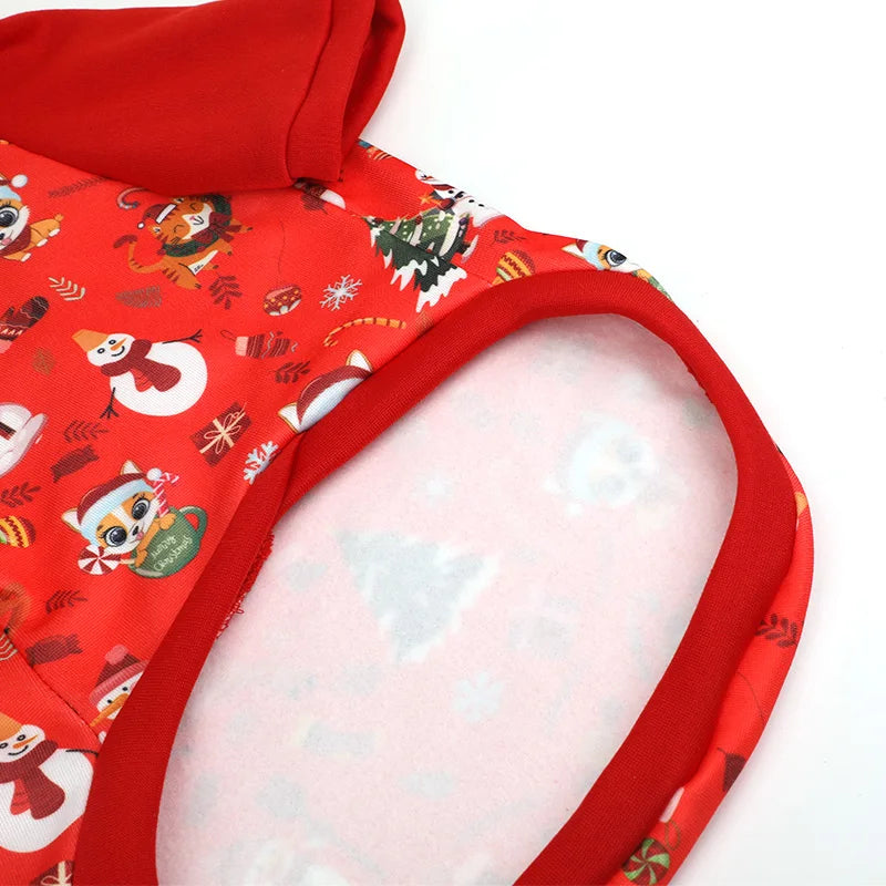 festive christmas dog hoodie for autumn and winter holiday pet clothes