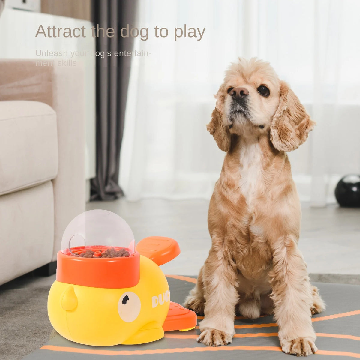 cartoon duck 2-in-1 interactive treat dispenser toy for dogs & cats