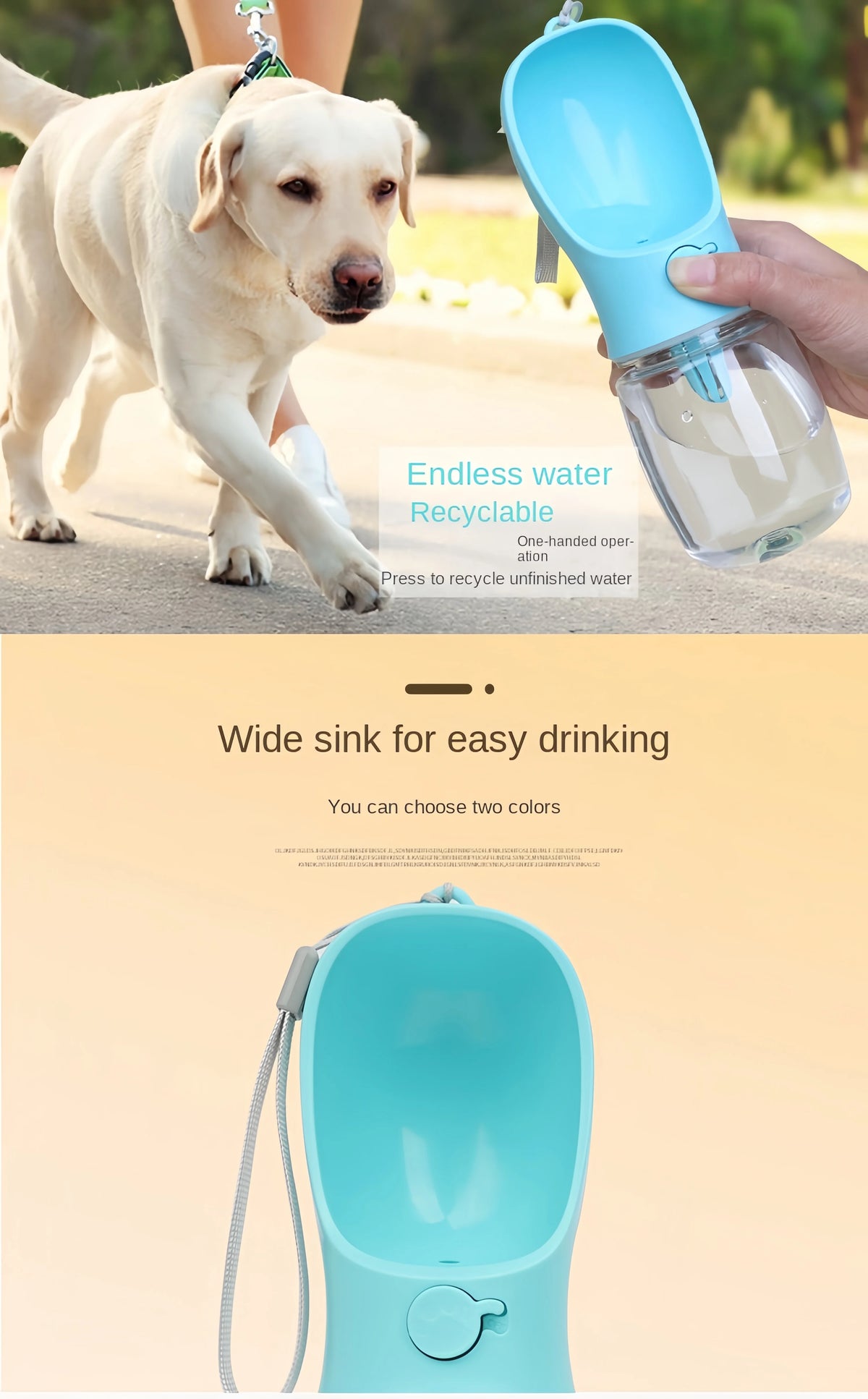 portable pet water bottle with food dispenser – travel cup
