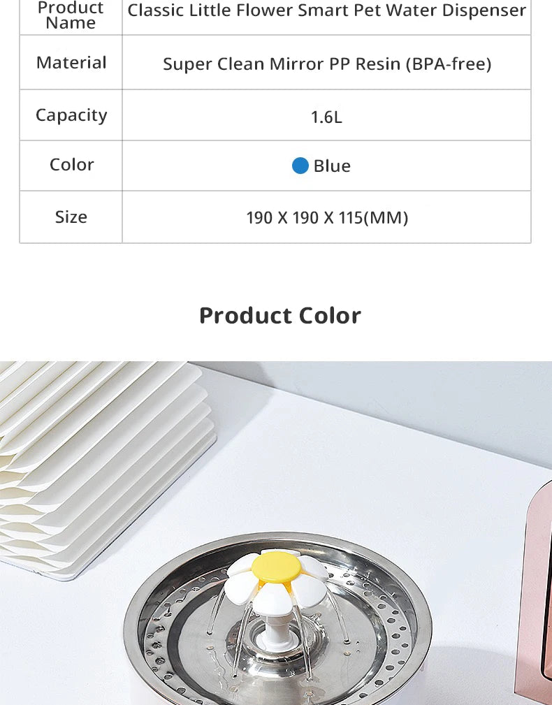 2.4l stainless steel cat water fountain with usb power and night light