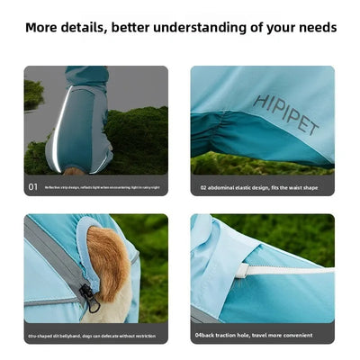 Color Block Four Leg Waterproof Dog Raincoat for Corgi and Dachshund
