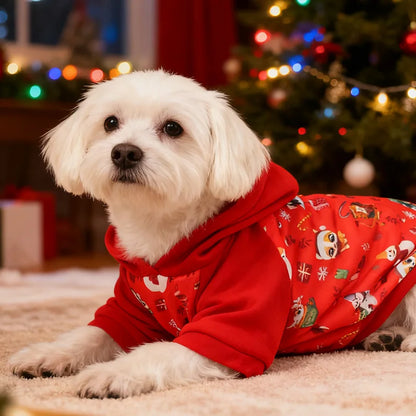 Festive Christmas Dog Hoodie for Autumn and Winter Holiday Pet Clothes