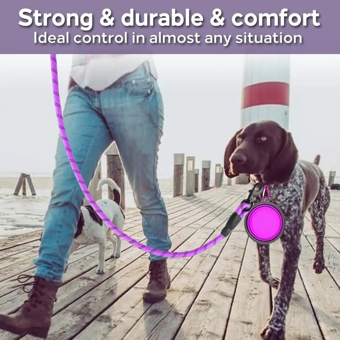strong reflective dog leash – durable nylon lead for all dogs