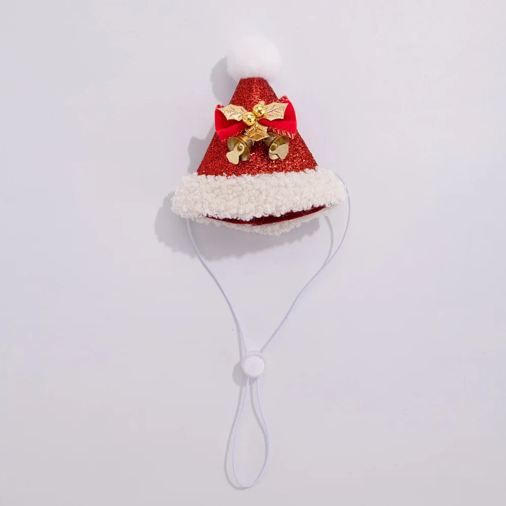 soft red christmas cat hat and scarf with adjustable chin strap