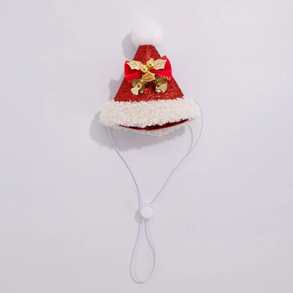 Soft Red Christmas Cat Hat and Scarf with Adjustable Chin Strap