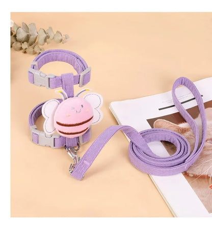 Cute Bee Cat Harness & Leash Set – Adjustable Walking Vest