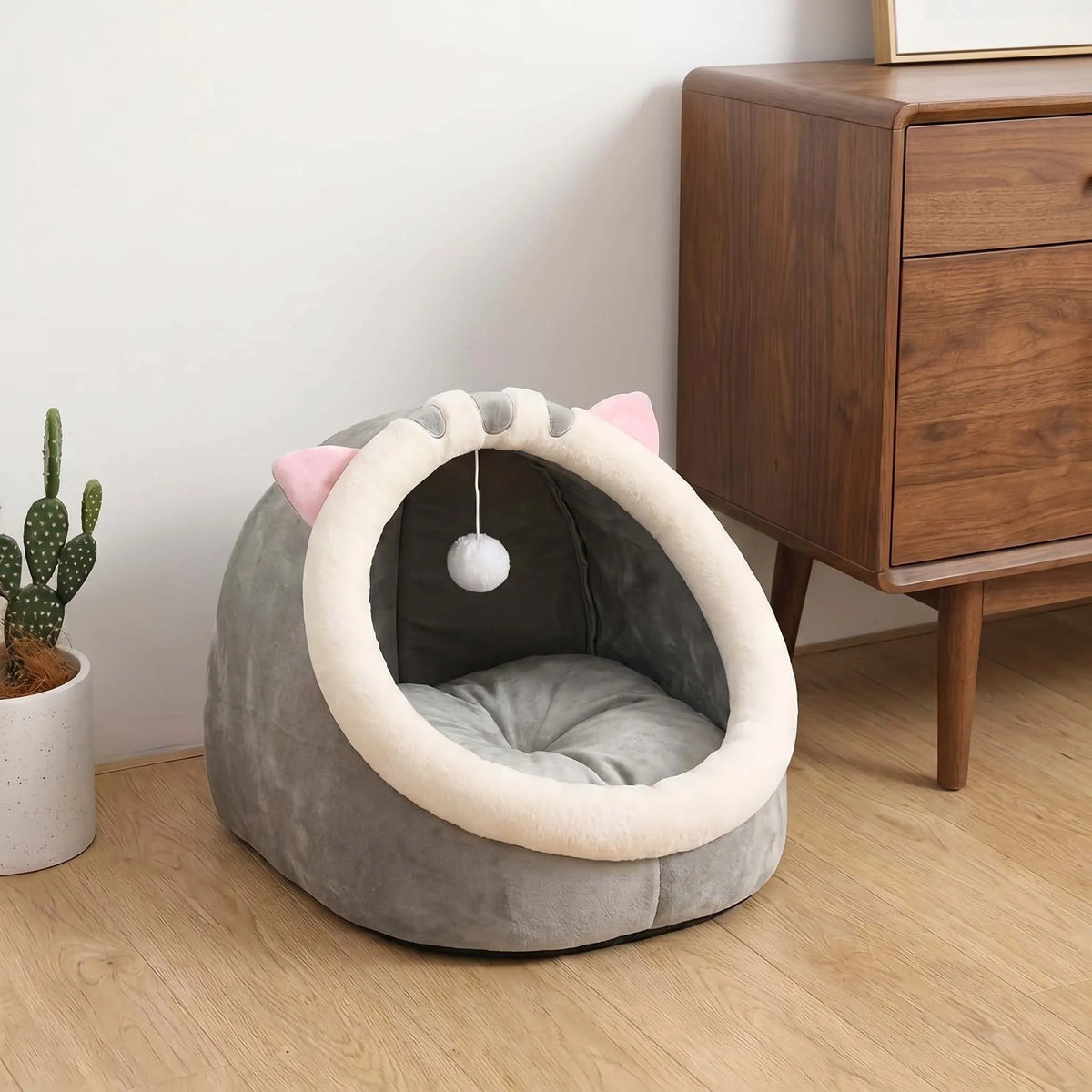 cozy cave cat bed – warm plush tent for deep, comfortable sleep