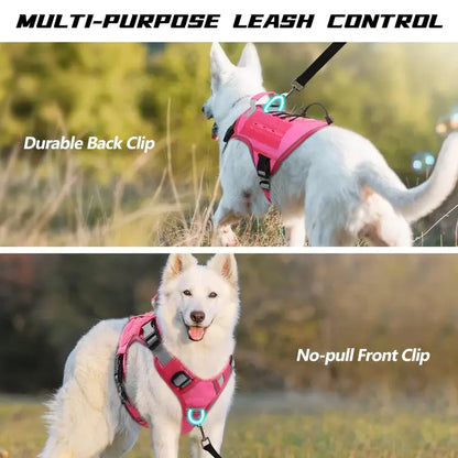 Adjustable No-Pull Tactical Dog Harness with Handle, Reflective Trim